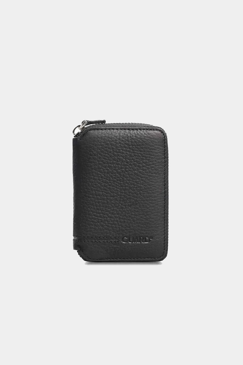 Siyah Gerçek Deri Fermuarlı Mini Cüzdan - Guard