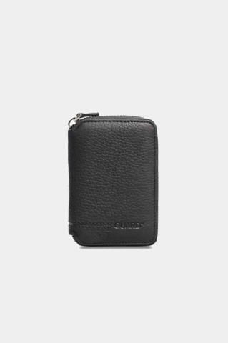 Siyah Gerçek Deri Fermuarlı Mini Cüzdan - Guard