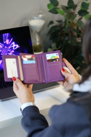 Berlin Fermuar Detaylı Kadın Cüzdan - Mor