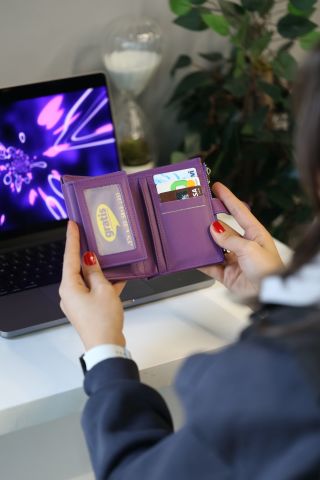 Berlin Fermuar Detaylı Kadın Cüzdan - Mor