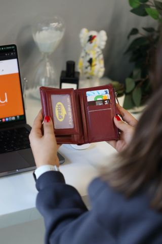 Berlin Fermuar Detaylı Kadın Cüzdan - Bordo