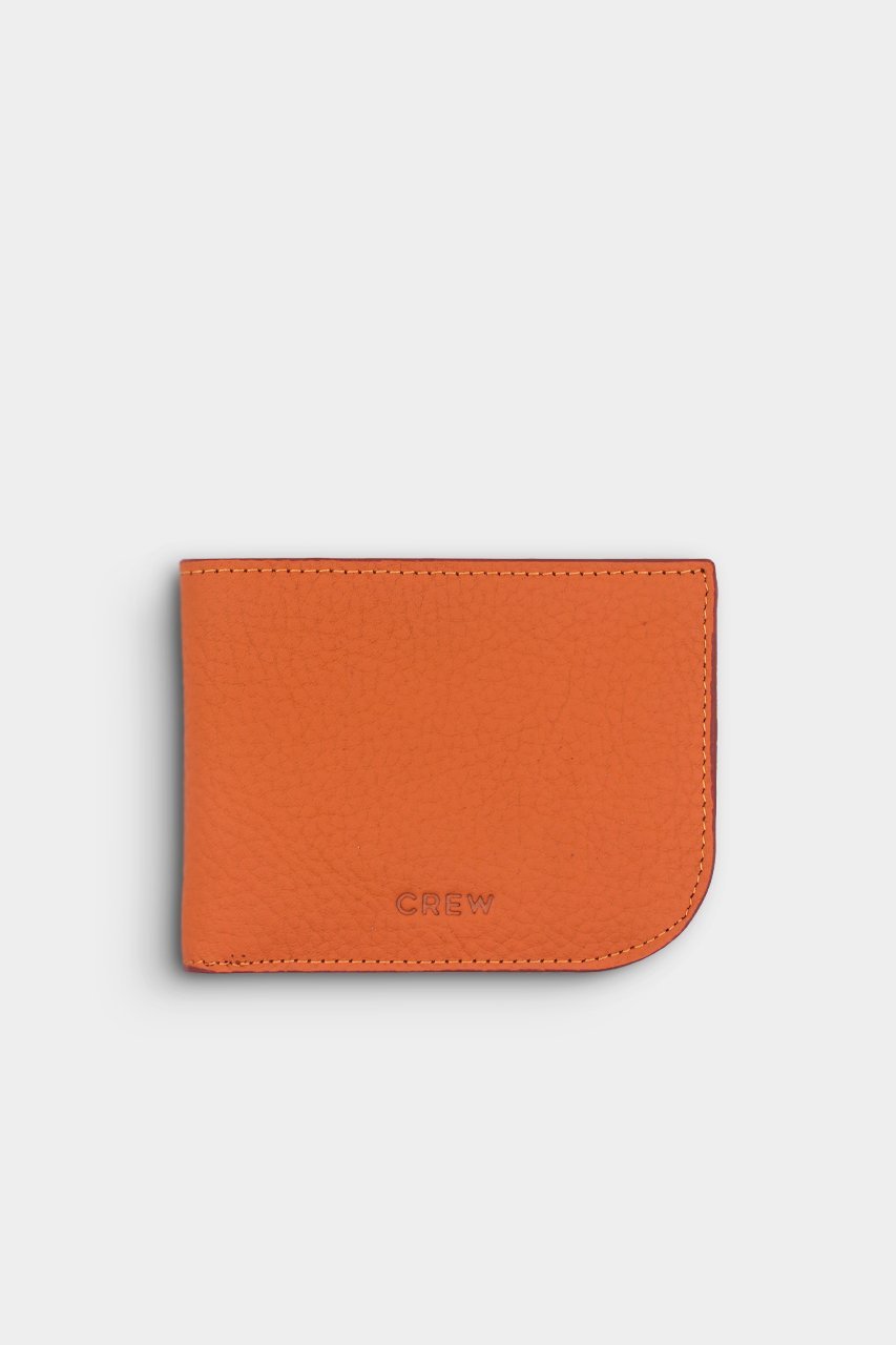 Montana Mat Turuncu Hakiki Deri Oval Kenar Cüzdan