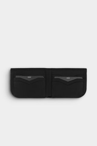 Montana Mat Siyah Hakiki Deri Oval Kenar Cüzdan