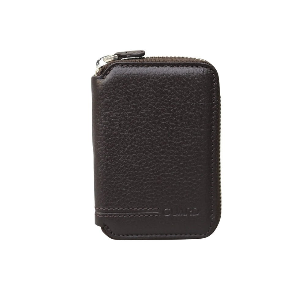 Kahverengi Gerçek Deri Fermuarlı Mini Cüzdan - Guard