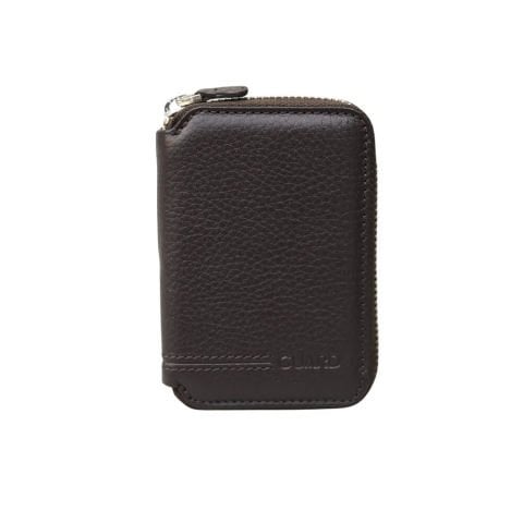 Kahverengi Gerçek Deri Fermuarlı Mini Cüzdan - Guard