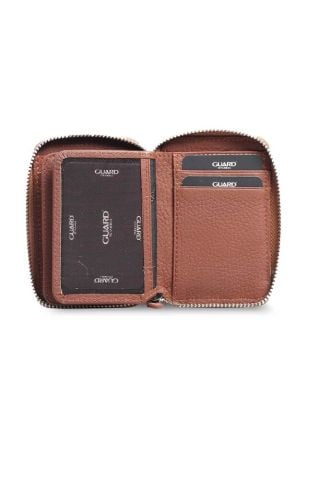 Taba Gerçek Deri Fermuarlı Mini Cüzdan - Guard