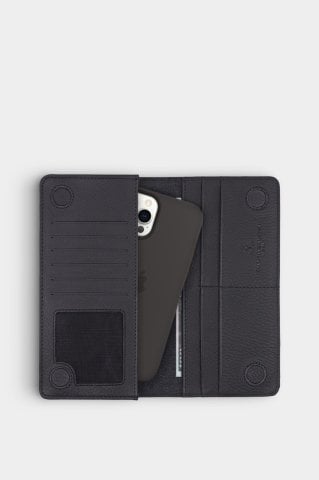 Telefon Girişli Madrid Siyah Deri Portföy Cüzdan - Guard