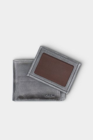 Naturel Gri Snoop Deri Erkek Cüzdanı / Kartlık Hediyeli