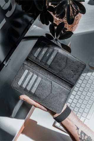 Piton Baskılı Köln Siyah Deri Portföy Cüzdan