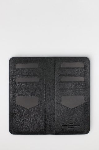 Yol Baskılı Köln Siyah Deri Portföy Cüzdan